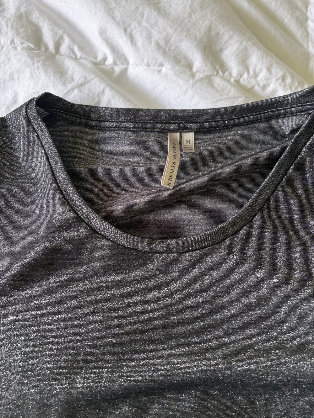 Banana Republic Charcoal Metallic Scoop Neck Short Sleeve Tee